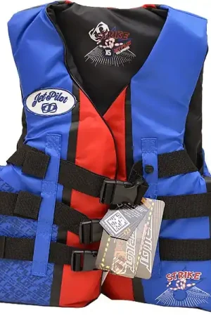 Worldwide Shipping Jet Pilot Boat Life Jacket Vest JP15214-XS-BLUE | Red Blue 3 Buckle XS