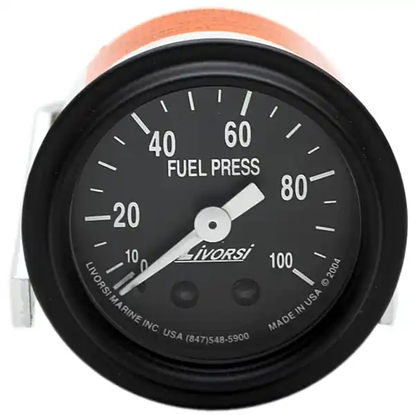 Livorsi Marine Boat Fuel Pressure Gauge GMFP100BKBK | 2 Inch Black Same Day Shipping