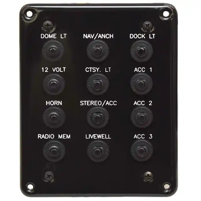 Clearance Godfrey Pontoon Boat Breaker Switch Panel | Black Plastic w/ Harness