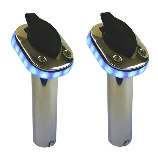 Sea Sense Boat Rod Holders 50091525 | Blue LED 30° Stainless (Pair) Top Pick