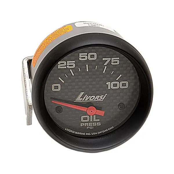Fast Shipping Livorsi Boat Oil Pressure Gauge LMOPCF | 2 5/8 Inch Black Carbon Fiber
