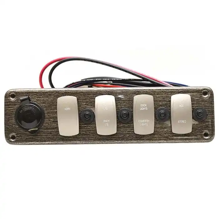 Premier Pontoon Boat Console Switch Panel | 10 1/8 x 2 3/4 Inch 12V Fast Shipping