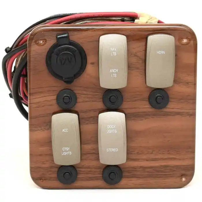 High Quality Premier Pontoon Boat Switch Panel 37908CRW | Woodgrain Plastic