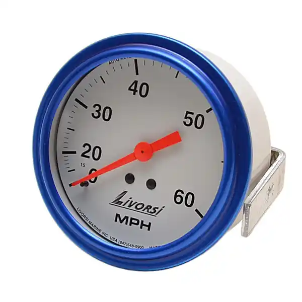 Livorsi Boat Speedometer Gauge GDS60W | Blue / White 60 MPH Pitot Crafted