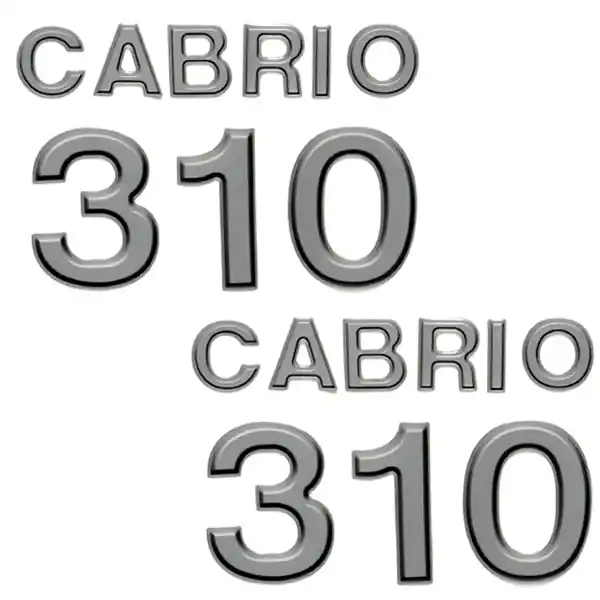 Worldwide Shipping Larson Boat Raised Decals 0573072 | Cabrio 310 Black Silver (Pair)