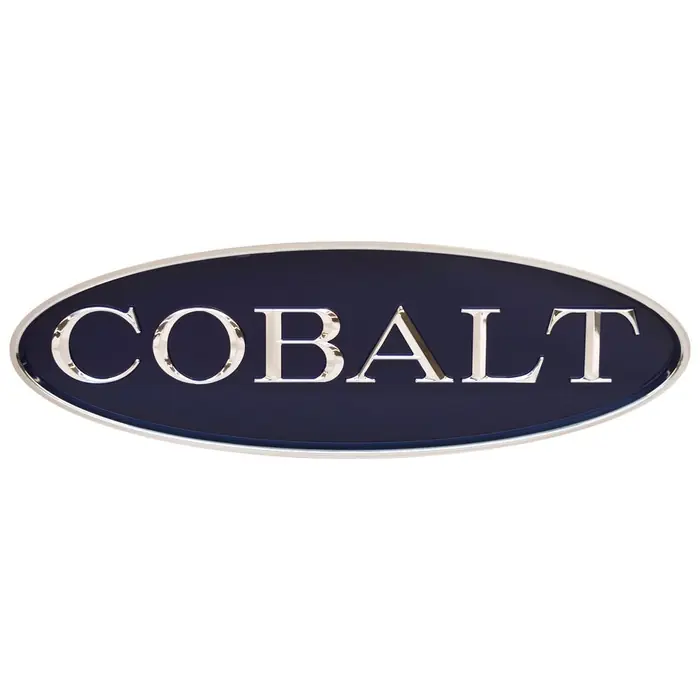 Cobalt Boat Emblem 452998 | 4 1/8 x 12 5/8 Inch Navy / Chrome ABS Weekend Sale