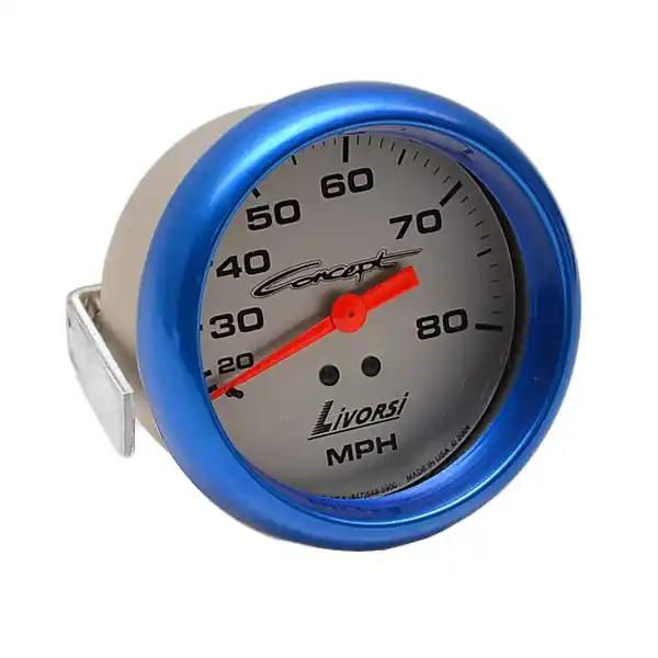Limited Edition Livorsi Boat Speedometer GDS80PLC | Concept 3 3/8 Inch Blue Silver