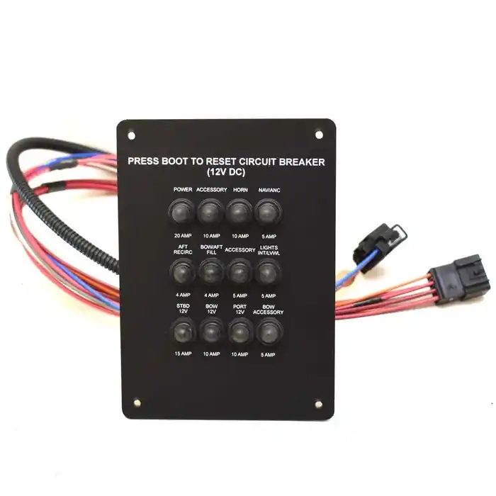No Minimum Order Trophy Boat Circuit Breaker Panel | Breakers 12VDC 7 x 5 Inch Black