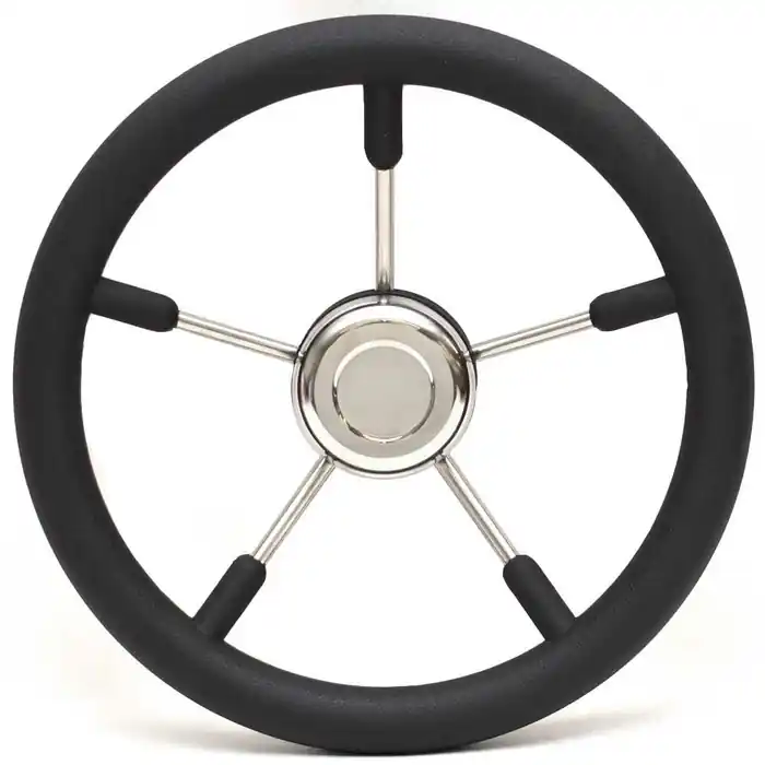 Boat Steering Wheel with Cap | 14 Inch Black Foam Stainless Steel Free Delivery