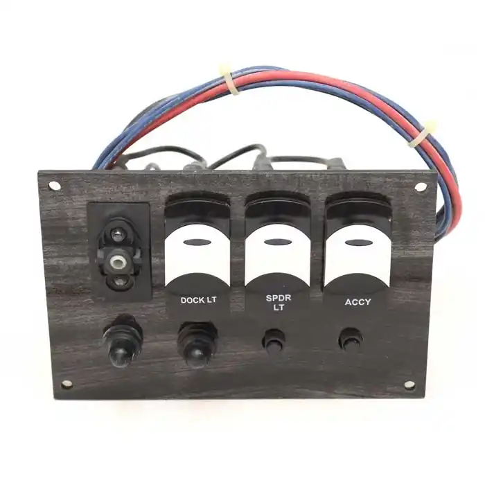 Sailfish Boat Switch Panel | 6 x 4 Inch Black Gray Woodgrain Exclusive Offer