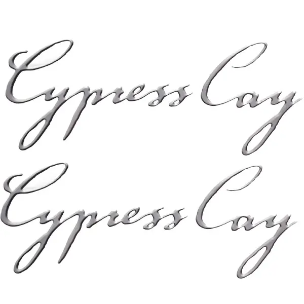 Cypress Cay Boat Logo Emblem Decals | Gray Stickers (Pair) Direct From Factory