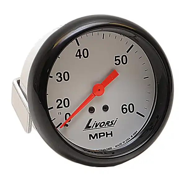 Livorsi Boat Speedometer GDS60W | 60 MPH 3 3/8 Inch Black White Modern