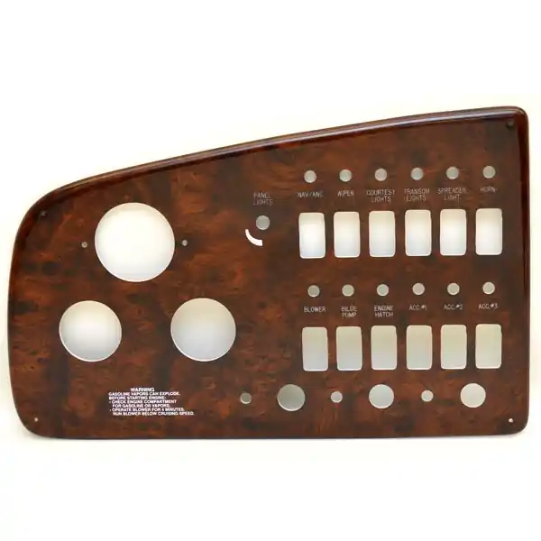 Luxury Rinker Boat Blank Switch Panel | 13 3/8 x 10 7/8 Inch Woodgrain
