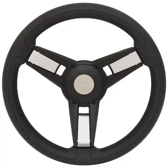 Gussi Boat Steering Wheel | Lowe 13 3/4 Inch Black Silver Fast Shipping