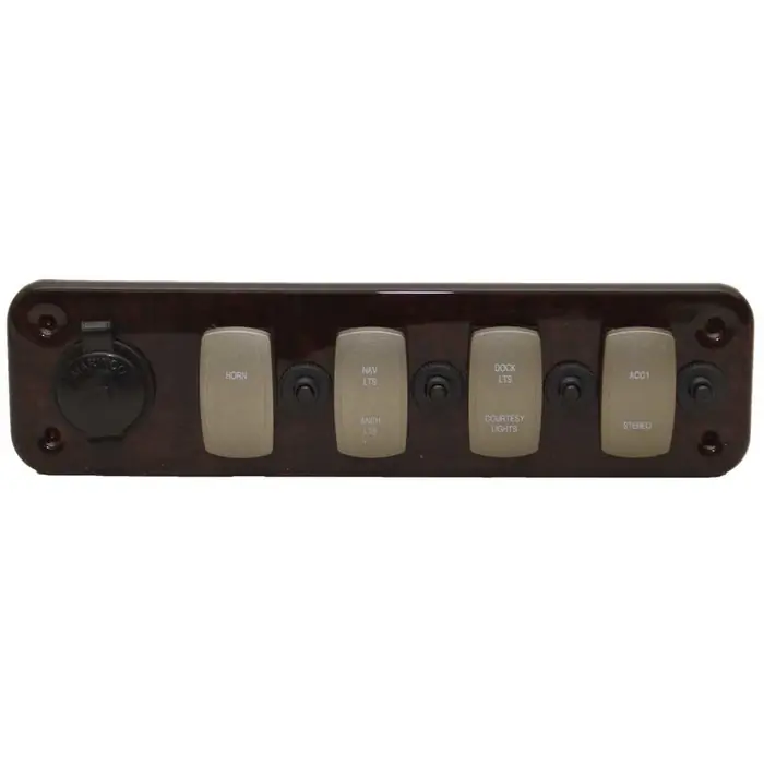 Buy Direct Premier Pontoon Boat Rocker Switch Panel | 10 1/4 Inch Woodgrain
