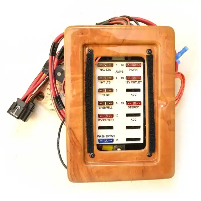 Lund Boat Fuse Panel F1852117984 | 7 1/2 x 5 3/8 Inch Faux Woodgrain Exclusive