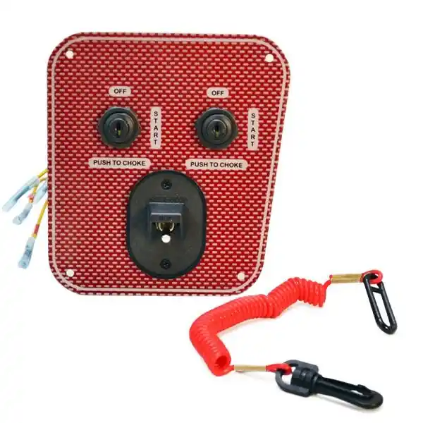 Same Day Shipping Wellcraft Boat Ignition Switch Panel 025-4119 | Dual Engine 6 Inch Red