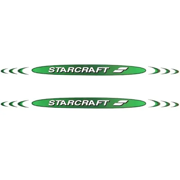 Fresh Stock Starcraft Boat Graphic Decal | White Green Black 42 Inch (Pair)