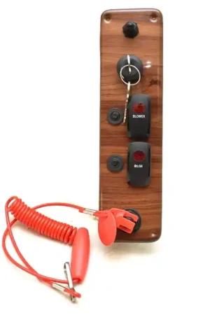 Wholesale Premier Pontoon Boat Ignition Switch Panel | 2 3/4 x 10 Inch Woodgrain