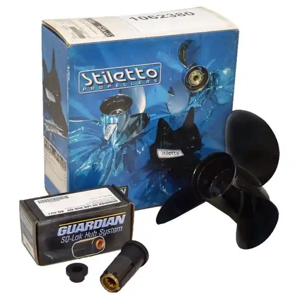 Stiletto Ariva Boat Propeller B-21013 | RH 10 3/8 x 13P Black Aluminum Sale