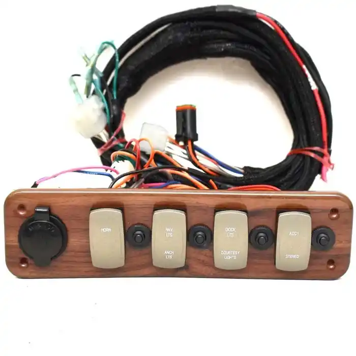 Premier Pontoon Boat Switch Panel | 10 1/8 x 2 3/4 Inch Woodgrain Budget