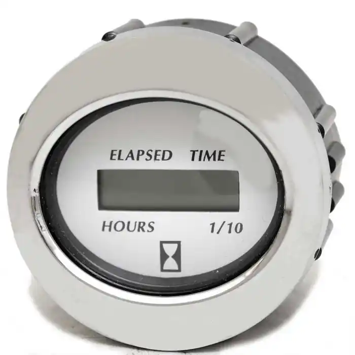 Final Sale Faria Boat Hour Meter Gauge MH0203A | Digital 2 Inch Silver White