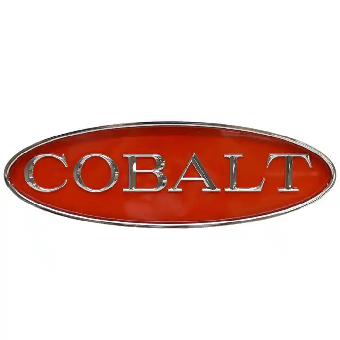 Cobalt Boat Emblem 452997 | 4 1/8 x 12 5/8 Inch Red / Chrome ABS Low Price
