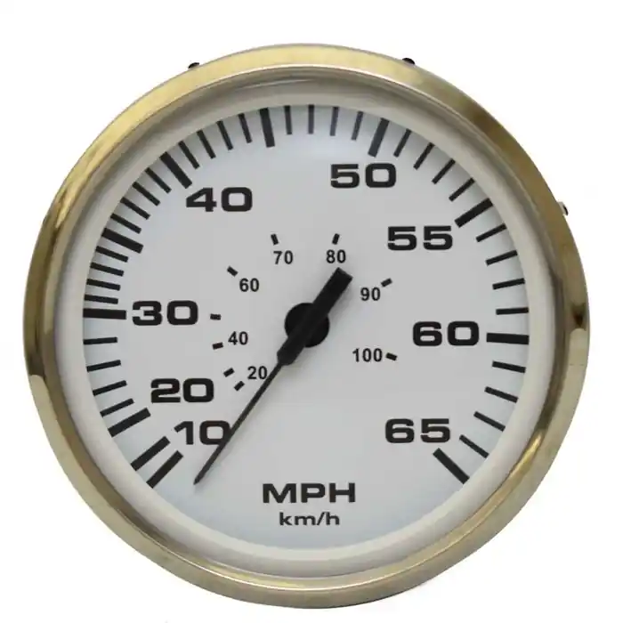 Reduced Price Faria Boat Speedometer Gauge SEK073A | Euro Stainless White 4 3/8 Inch