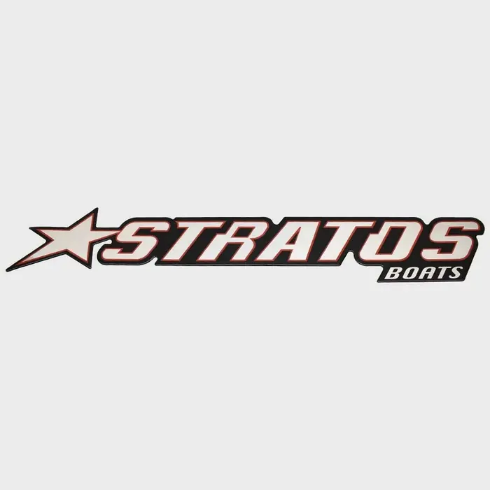 Popular Stratos Boat Raised Logo Decal 7D099 | Mirrored Silver 32 Inch