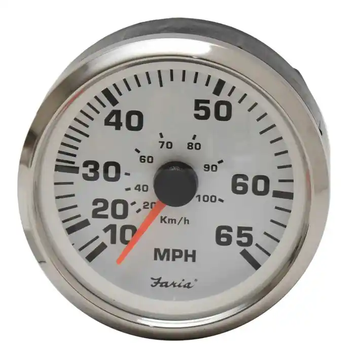 Deal Faria Beede Boat Speedometer Gauge SE9882B | Euro White SS 3 1/4 Inch