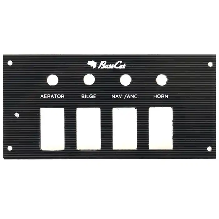 Bass Cat Boat Blank Switch Panel | Aerator Bilge Lights Black w/ Lines Crafted