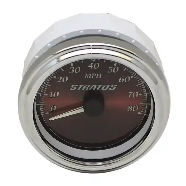 Stratos Boat Speedometer 7E539 | 80 MPH 3 3/8 Inch Silver Red Exclusive