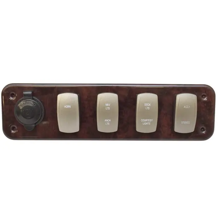 High Quality Premier Pontoon Boat Switch Panel | 10 1/4 x 2 3/4 Inch Woodgrain