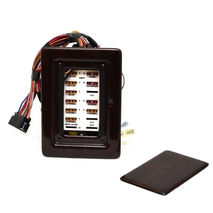 Lund Boat Fuse Panel 2293891 | 7 1/2 x 5 3/8 Inch Faux Dark Teak Deal