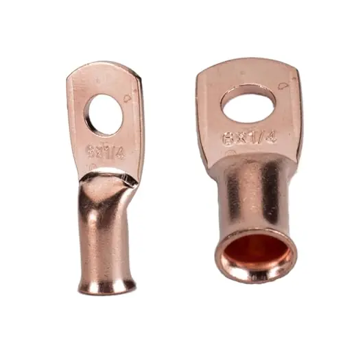 Affordable FAVOMOTO Battery Terminals 64pcs Ring Terminals Copper Terminal Lugs Terminals Crimp Ring Copper Wire Lugs Wire Connector Connector Bare Copper Eyelets T2 Battery Cable