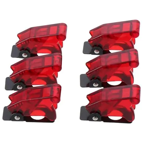 While Supplies Last FEIYING 6pcs 12mm Mount Dia Toggle Switch Cover, Red Plastic Mount Dia. Toggle Switch Cover Safety Water Proof Safety Flip Cover Cap