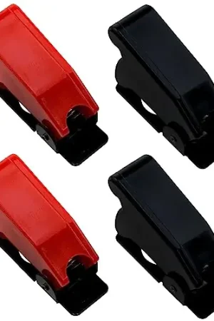 fengxiaomin 4PCS Toggle Switch Covers Plastic Dustproof Safety Waterproof Safety Flip Covers for Protective Covers for Toggle Switch 12mm Mounting Diameter (Black, Red) Holiday Sale