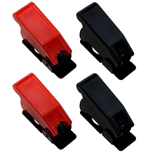 fengxiaomin 4PCS Toggle Switch Covers Plastic Dustproof Safety Waterproof Safety Flip Covers for Protective Covers for Toggle Switch 12mm Mounting Diameter (Black, Red) Holiday Sale