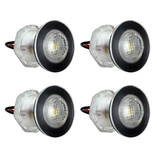 Limited Time Fugedox 4 Pack EL-308001B Round Livewell Blue Led Courtesy Light 12V Waterproof Marine Boat RV