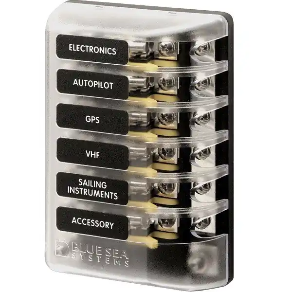 High Quality Blue Sea ST Glass Fuse Block with Negative Bus 6 Circuit