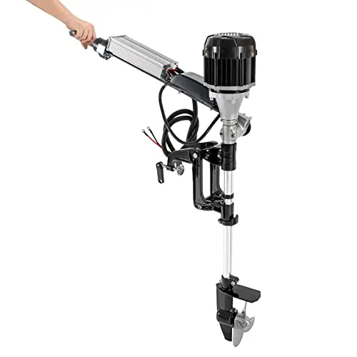 YUNLAIGOTOP Outboard Motor, 48V 1000W Electric Outboard Motor with Adjustable Bracket, Electric Start Marine Trolley Driver Brushless Motor Propeller for Heavy Duty Fishing Boats, Inflatable Boat, Gas Money Back Guarantee
