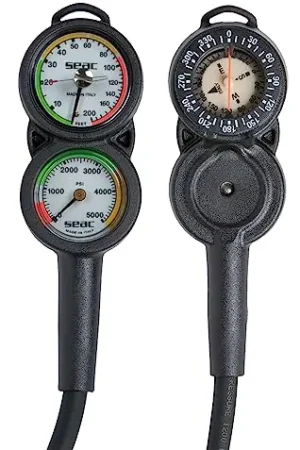 Buy Direct SEAC Sub Console 3 Pressure Depth Gauge and Compass, Red, One Size (0600012005000A)