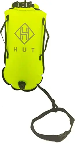 Exclusive Offer HUT Swim Buoy Dry Bag – UK’s favorite safety tow float and watertight dry bag for open water swimmers, SUP and triathletes. High visibility safety swim buoy, two air chambers – be seen be safe.