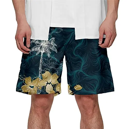 No Minimum Order katior Mens Swimming Shorts Quick Dry Beach Trunks Swimwear Cotton Golf Shorts Loose Athletic Shorts Exercise Activewear Shorts Blue