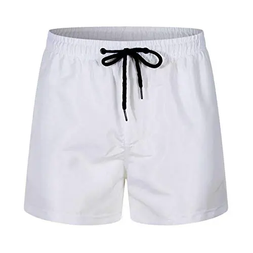 Get Yours katior Mens Swimming Trunks Swim Trunks Quick Dry Soild Color Boxer Shorts Loose Fitting Beach Pants Gym Running Shorts White