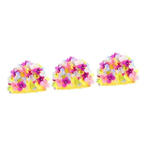 Kisangel 3 Pcs Handmade Flower Swimming Cap Bathing Hat Flower Swim Women Floral Petal Stylish Swimming Hat Bathing Caps Petal Swim Hat Elasticity Women’s Headband Nylon Fabric Free Shipping