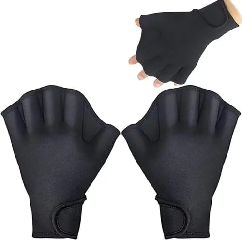Budget LumiLa 1 Pair Aquatic Swim Gloves Training Swimming Gloves Neoprene Water Resistance Webbed Gloves for Men Women Adults Water Fitness Training