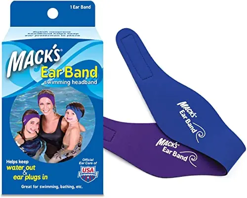 Mack’s Swimming Headband – Best Swimmer’s Headband – Doctor Recommended to Keep Water Out and Hold Ear Plugs in – Official Swimming Ear Band of USA Swimming High Quality