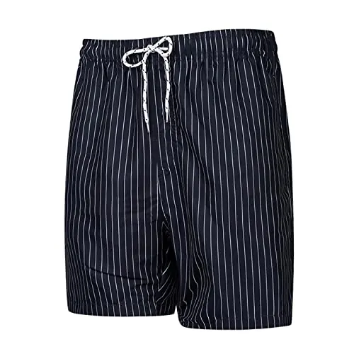 Sale Mens Floral Printed Swim Trunk with Pocket 7 ” Quick Dry Stripe Pattern Sport Board Short Dtrawstring Swimwear Bathing Suit Black