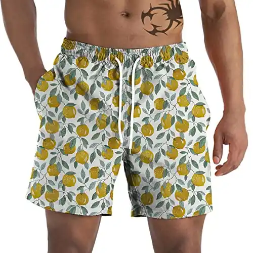 Affordable Mens Swim Trunk Swimwear Bathing Suit Swim Brief Breathable Dress Shorts Slim Fashion Shorts Party Shorts Yellow
